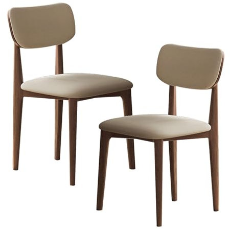Lot de 4 chaises de salle à manger modernes en noyer avec dossier incurvé, design ergonomique, anti-rayures, pieds en bois élégants pour cuisine, salle à manger, restaurant, décoration