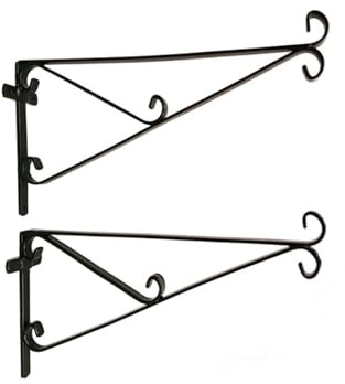 Conka Garden Hanging Basket Brackets - Metal Iron Wall Mount Bracket, Planter Bracket for Hanging Gardening Decoration. Strong Heavy Duty (Heavy-Duty (up to 20 Baskets) Pack of 2