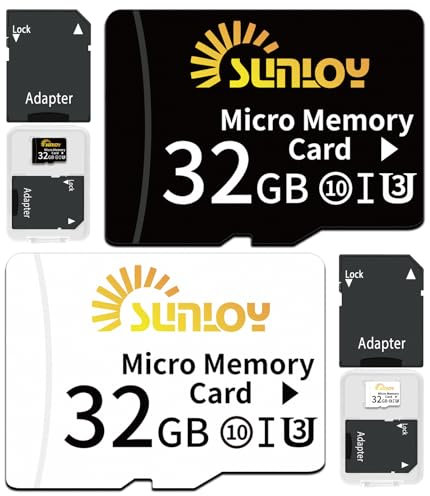 2 Pack 32GB Micro SD Card with SD Adapter, Up to 80MB/s, microSDHC UHS-I Flash Memory Card - C10, U3, V30, A1, Full HD, High Speed TF Card for Tablet, Drone, Phone, GoPro, Game Console