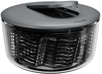 Zyliss Swift Dry Salatschleuder Groß, 6L, Rutschfester Boden, Servierschüssel Mit Deckel, AquaVent™-Technologie, Stopptaste, leicht zu reinigen, Spülmaschinengeeignet