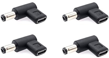 JZK 4 x 12 V USB-Typ-C-Buchse auf Stecker, DC 5,5 x 2,1 mm Adapter, 90 Grad rechtwinkliger USB-C-Stecker auf 5,5 x 2,1 mm DC-Klinkenstecker-Adapter für Router, LED-Licht, Kamera