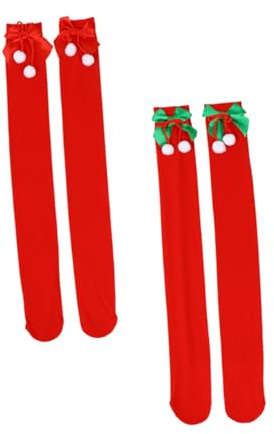 DEARMAMY 2paires Chaussettes De Noël -dessus Du Genou Chaussettes De Fête Hautes