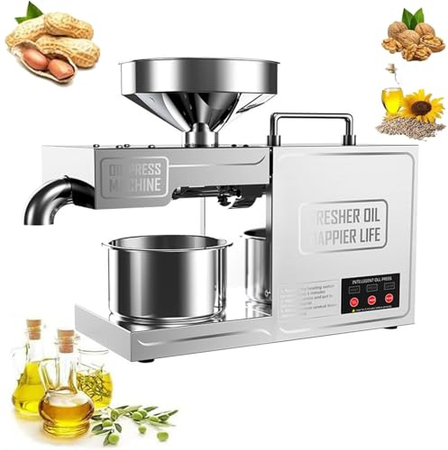 HuanSebesity Cplsntaeam Presse à Huile,Machine à Huile D'arachide,Moulin à Huile électrique,Machine Pressage D'huile à Froid, Pressage à Froid Et Pressage à Chaud,pour Cuisine Domestique