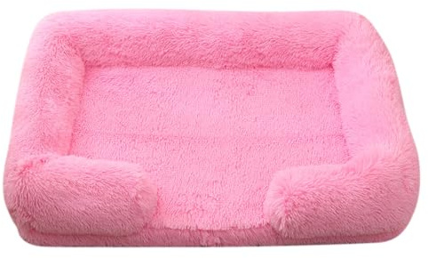 Hixingo 12 Farbstile Hundebett Grosse Hunde, rutschfest MittelgroBe Katzenbett, Hundekissen Waschbar Abnehmbar, Weiche Flauschige Hundematte, für Balkon Wohnzimmer Reisen (Rosa,S(40x35x12cm))