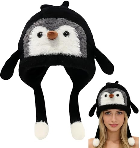 Vexthorion Cute Plush Penguin Hat, Penguin Plush Hat,Funny Animal Ear Ha-t,for Boys Girls and Women,Cosplay Anime Costume for Kids,Birthday Party Gifts