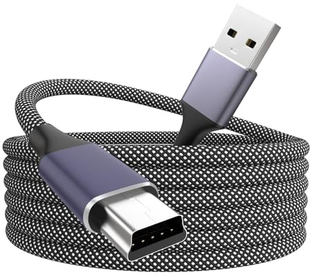 Yaekea 6.6FT Mini USB Cable Compatible with Garmin GPS, Canon/Nikon Camera, PS3 Controller, Blue Yeti Microphone, Texas Instruments Calculator, Gopro Hero, Dash Cam Two-Tone Braided Mini Cable