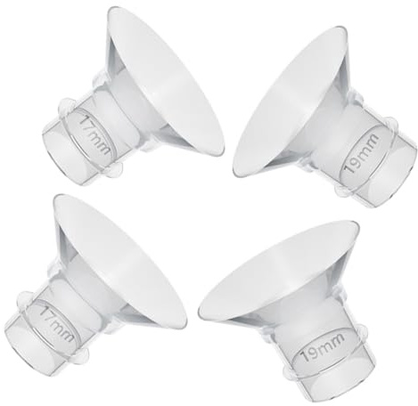 FOYTOKI Lot de 4 Inserts de Bride en Silicone Souple pour Tire-Lait Portables Conversion 17Mm et 19Mm Accessoires de Remplacement Lavables Compatibles Allaitement Maternel Pièces