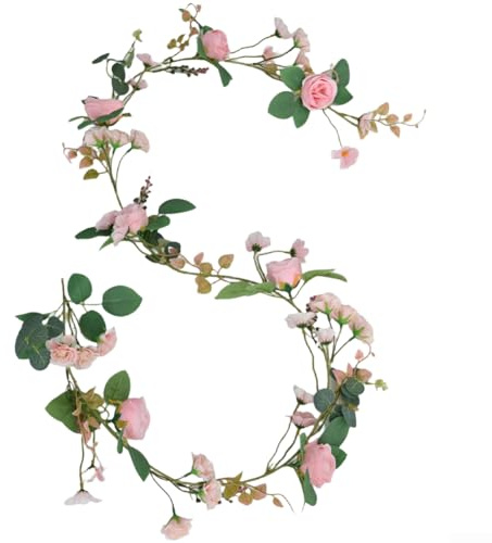 Fiori artificiali, pianta rampicante con fiori di loto, per interni, per avvolgere tubi da soffitto, decorazione per arco nuziale (rosa)
