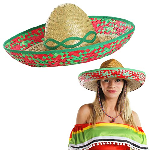 Herren Hut Mexikanischer Sombrero Blau + Schwarzer Schnurrbart Modisches Accessoire Für Verkleidungen Strohhut Junggesellenabschied Clubbing Ausgehen Bandit