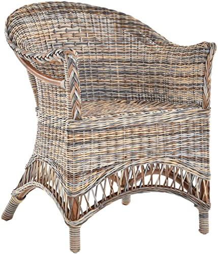 korb.outlet Rattansessel Landhaus Flechtsessel aus Natur-Rattan Rattan Sessel Korbsessel Wintergarten (Mehrfarbig)