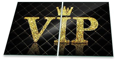 Herdabdeckplatte Abdeckung Ceranfeld Abdeckplatte Schneidebrett 2-Teilig 80x52 Text Gold Spritzschutz Glasplatte Ceranfeldabdeckung Schutz Herdschutz Sicherheitsglas Glasschneidebrett 2x40x52