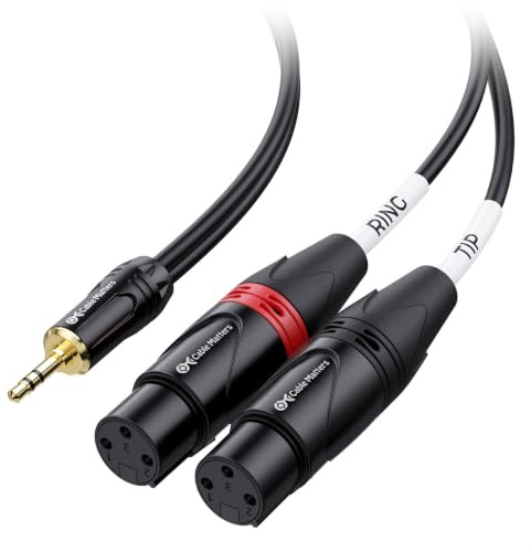 Cable Matters 3,5-mm-TRS auf Dual-XLR-Buchse Kabel, 1,8m | Aux auf 2x XLR-Buchse, Stecker auf Buchse, 1/8-Zoll-TRS-Audiokabel