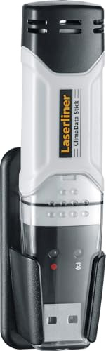 Laserliner ClimaData Stick, Digitales Hygrometer | Temperatur- & Luftfeuchtemessgerät, Langzeitmessung, Alarmfunktion, USB-Schnittstelle & Windows-Software, Wandmontage