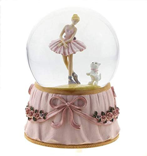 Spieluhrenwelt Ballerina Schneekugel mit Glitzerkugel, Rosa, Klassisch, Kunststoff, 11x11x15,5 cm