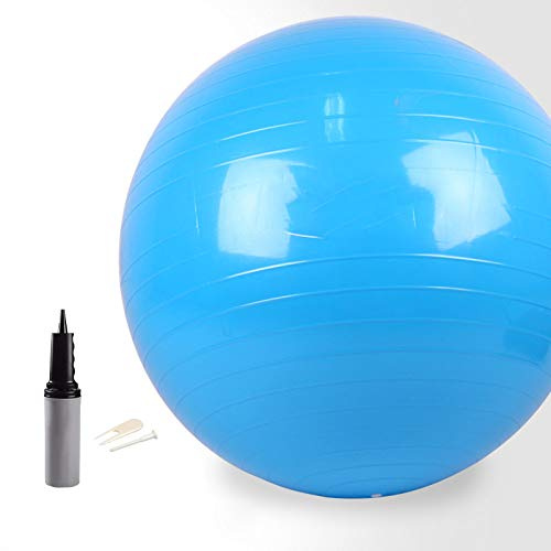 Gymnastikball Pilates, Yogaball 65CM Anti-Burst Gymnastikball Mit Fußpumpe, Swiss Ball - Für Yoga, Pilates, Schwangerschaft/Fitness,Waterblue