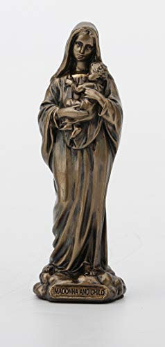Veronese Design Statue Vierge Marie en résine coulée Peinte à la Main Finition Bronze Antique