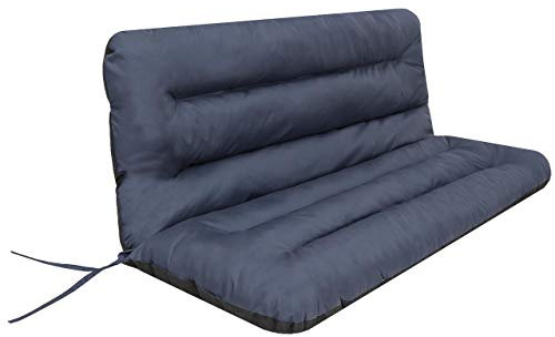 PillowPrim Cojín para columpio de Hollywood, cojín para banco de jardín, cojín para banco, cojín de asiento y respaldo, cojín de jardín, ancho del asiento de 120 cm, azul marino