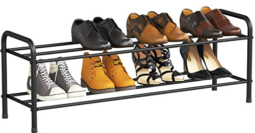 FANHAO Zapatero de 2 Niveles de Acero Inoxidable Versión Mejorada, Organizador de Zapatos, con Capacidad para 8 Pares de Zapatos, para Sala de Estar, guardarropa y Pasillo (Negro Mate)