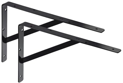 ALPENSTAHL Schwerlastwinkel [ATHENA] 2 Stück Regalwinkel I Tiefe 600 mm I Schwerlastkonsole Schwarz I Wandhalterung Regal Tragkraft 300 kg I Winkel Metall massiv | Metallwinkel 90 grad