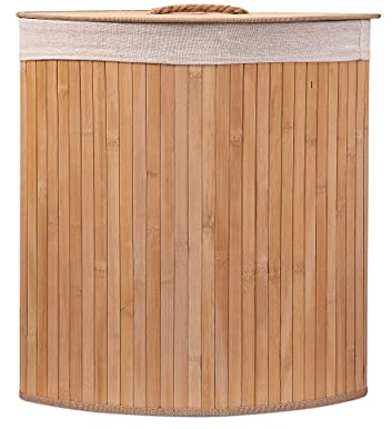Eco Bath London Cesto portabiancheria in bambù con coperchio, 55 litri, stile rettangolare, con fodera rimovibile e lavabile