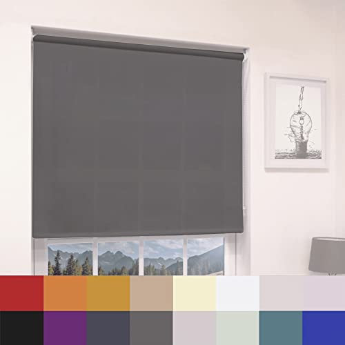 Dark Grey Plain Dim Out Fabric Roller Blind Made To Measure All Fitting Included Easy Fit Child Safe Maximum size of 60cm Width x 160cm Drop