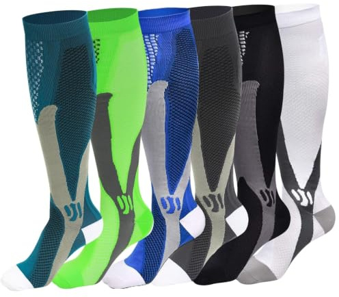 Miavogo 3 Paar 6 Paar Kompressionsstrümpfe für Damen und Herren, Stützstrümpfe mit Elastisch, Compression Socks Herren, Geeignet für Sport, Reisen, Fitness