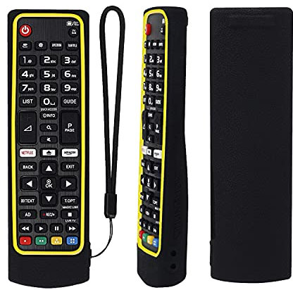 Funda Protectora de Silicona para LG Mando a Distancia, AKB75095308 AKB74915324 AKB75095307 AKB73715601, Funda Mando para LG, Antideslizante, A Prueba de Golpes, Lavable (Negro+ Amarillo)