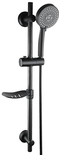 WRIST Barre Coulissante De Douche avec Douche À Main en ABS, Barre Coulissante Noire Mate en Acier Inoxydable 304 avec Support Réglable pour Étagère Barre De Douche