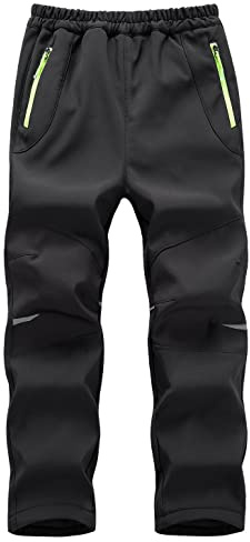 Echinodon Kinder Softshellhose Gefüttert Hose Wasserabweisend Winddicht Warm Jungen Mädchen Outdoor Wandern Hose Herbst Winter
