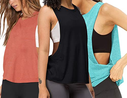 Hanyomo Damen Trainieren Fitness Tanktops Abgeschnitten Ärmellos Fitnessstudio Yoga Betrieb Sportlich Hemden