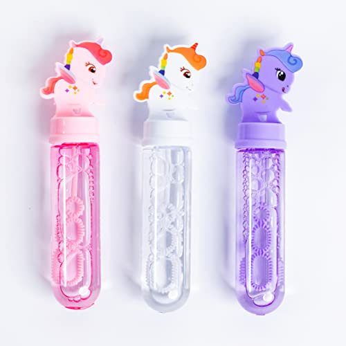 Toyseum 24 x Einhorn Seifenblasen für Mädchen Partytüten, Blasenfüller für Motto Einhorn Partys, Multi Favors Bubble Stäbe, 24 Stück (3 einzigartige Farben))