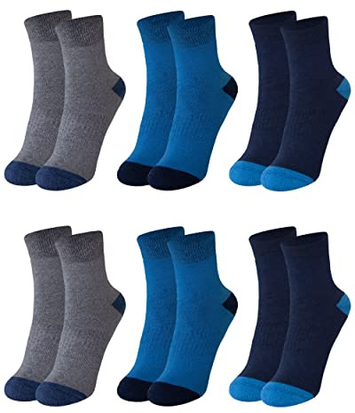 OCERA Kinder Thermo Socken, 6 Paar Winter Socken für Mädchen und Jungen, mit Innenfrottee und Atmungsaktiver Baumwolle, für Zuhause oder Freizeit