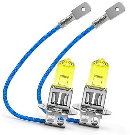 Ruiandsion 2pcs H3 Halogen-Scheinwerfer Birne Nebelscheinwerfer 100W 12V Gelb 64151 12336 Glühbirnen