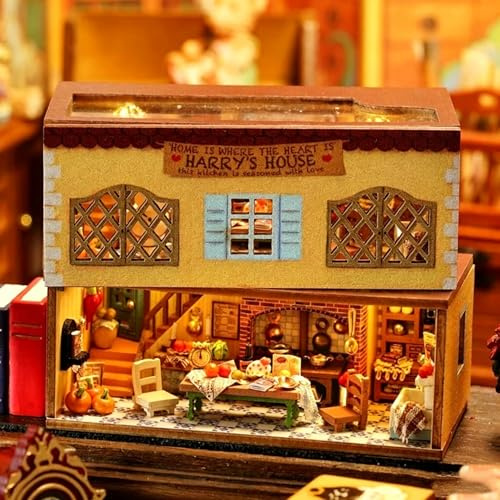 CUTEROOM DIY Holzpuppen Haus Handwerk Miniatur Kit - Cases Model & alle Möbel (Harry's House)
