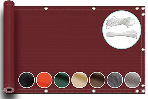 ZQXFZ Sichtschutzzaun 70x400cm terassendeko Oxford-Stoff Anti-Peeping, Uv-Schutz Balkon Sichtschutz Balkon Sichtschutz FüR Maschendrahtzaun -Rotwein.