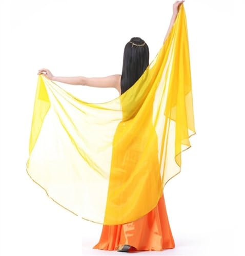TIYGHI Tanzschleier Seide Bauchtanz-Schleier, Schmetterling, Motten, Flügel, einfarbig, Chiffon, Kopftuch, Schal, 250 x 120 cm. (Color : Yellow)