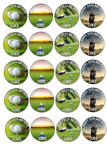 edible 20 x Golf Birthday Personalised cupcake toppers wafer/icing uncut (wafer paper)