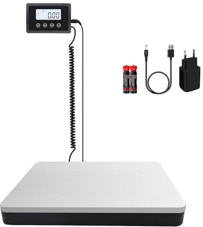 UNIWEIGH Paketwaage,200kg Plattformwaage,10g Genauigkeit Briefwaage,Hochleistungs Postwaage mit Hold &Tara,Kofferwaage mit LCD Display für,Pakete, Gepäc,Lagerhaus,Unternehmen,Batterien&Typ-C