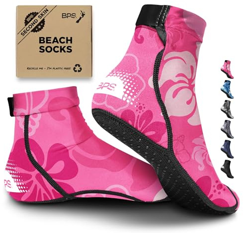 BPS 'Second Skin' Water Socks (Pink Floral - Low Cut V2, Large)