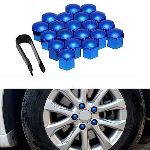 20 Stück Auto Radschraubenkappen für V-W Golf 4 5 6 7, Sechskant Radmuttern Abdeckung Radschrauben Radbolzen Schutz Zubehör,E/Blue-21mm