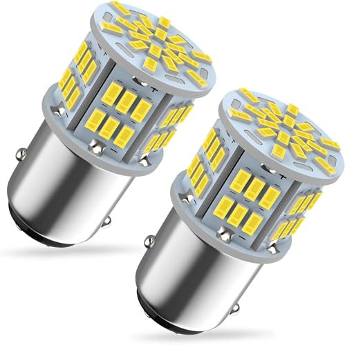 Xnourney Super brillant 1157 P21/5W ampoule LED, 2800 lumens 54X 3014 chipset BAY15D 2057 2357 7528 6500k blanc ampoule LED pour les feux de stationnement de frein arrière de voiture rv, 2 PCS