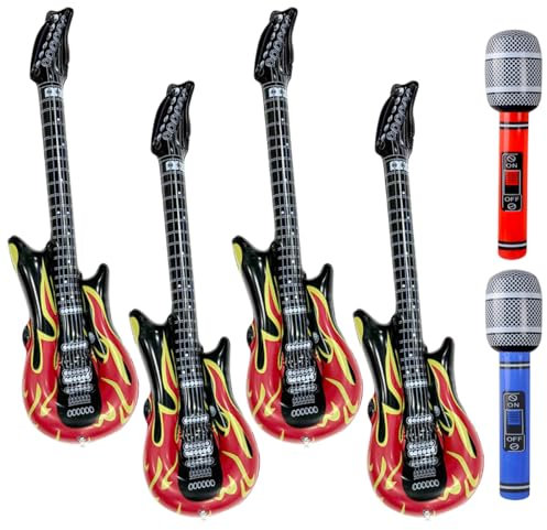 Strumenti gonfiabili, chitarra gonfiabile, chitarre gonfiabili, chitarra gonfiabile, chitarra gonfiabile,100cm,costume gonfiabile per bambini, 6 pezzi（B）