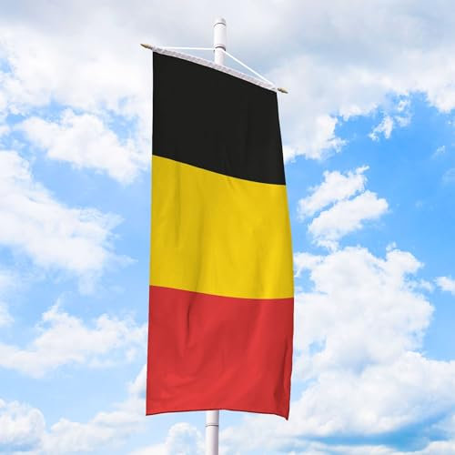 Belgien Flagge 150 x 400 cm - für Fahnenmast, Belgienfahne aus reißfestem Fahnen-Polyester-Stoff, Bannerfahne wetterfest und UV-beständig