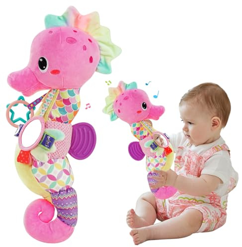Juguetes para bebé 0, 3, 6, 9, 12 meses, juguete musical Montessori, juguete sensorial, regalo para bebé, niña y niño con sonajero, mordedor de espejo, juguete para bebés recién nacidos, juguetes para