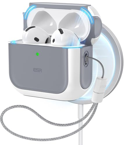 ESR Hülle für AirPods 4, Kabelloses Laden, Magnetischer Deckel, Weiß
