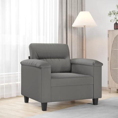 Willood Sessel, Sofa Relaxsessel mit gepolstertem Sitz Armlehnen, Fernsehsessel Loungesessel Metallgestell, Polstersessel Ruhesessel für Wohnzimmer Dunkelgrau 60 cm Mikrofasergewebe