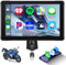 Hodozzy Moto GPS Inalámbrico Portátil Carplay&Android Auto para Motocicleta, Pantalla Carplay Moto de 7 Pulgadas con Bluetooth Dual para Motocicletas,IP67 Impermeable/Mirror Link/EQ/Control por Voz
