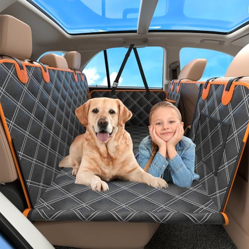 KYG Protection Voiture Chien Supports 500lbs Base Dure Siège D'auto Arrière Coffre Imperméable et Antidérapante Extension Housse Voiture Chien avec Fenêtre en Filet Visible pour Voiture SUV Camion