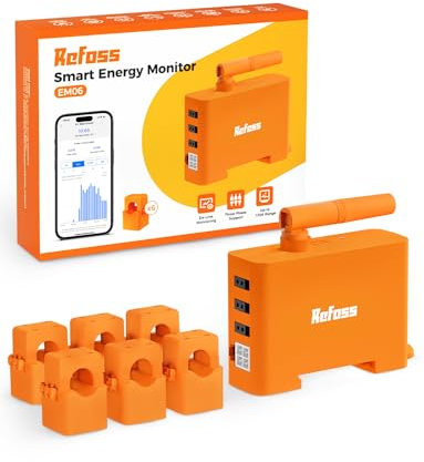 Refoss EM06 Contatore di energia trifase intelligente con Home Assistant, contatore elettrico WiFi e Bluetooth, 6 canali di misurazione (150 A), misurazione del consumo in tempo reale, iobroker