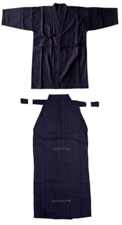 Harilla Kendo Uniform Set Dobok Costume Judo Breathable Men Women Aikido Samurai Hakama, Blue and Blue, 180cm